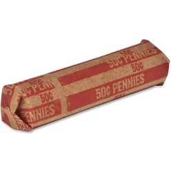 Sparco Flat Coin Wrappers - 1000 Wraps Total $0.50 in 50 Coins of 1¢ Denomination - 60 lb Paper Weight - Kraft - Red