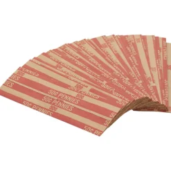 Sparco Flat Coin Wrappers - 1000 Wraps Total $0.50 in 50 Coins of 1¢ Denomination - 60 lb Paper Weight - Kraft - Red