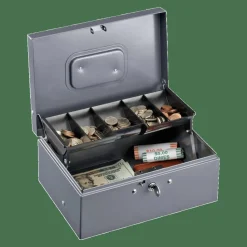 Sparco Key Lock Controller Cash Box With Tray, 5 Compartments, 3 7/16