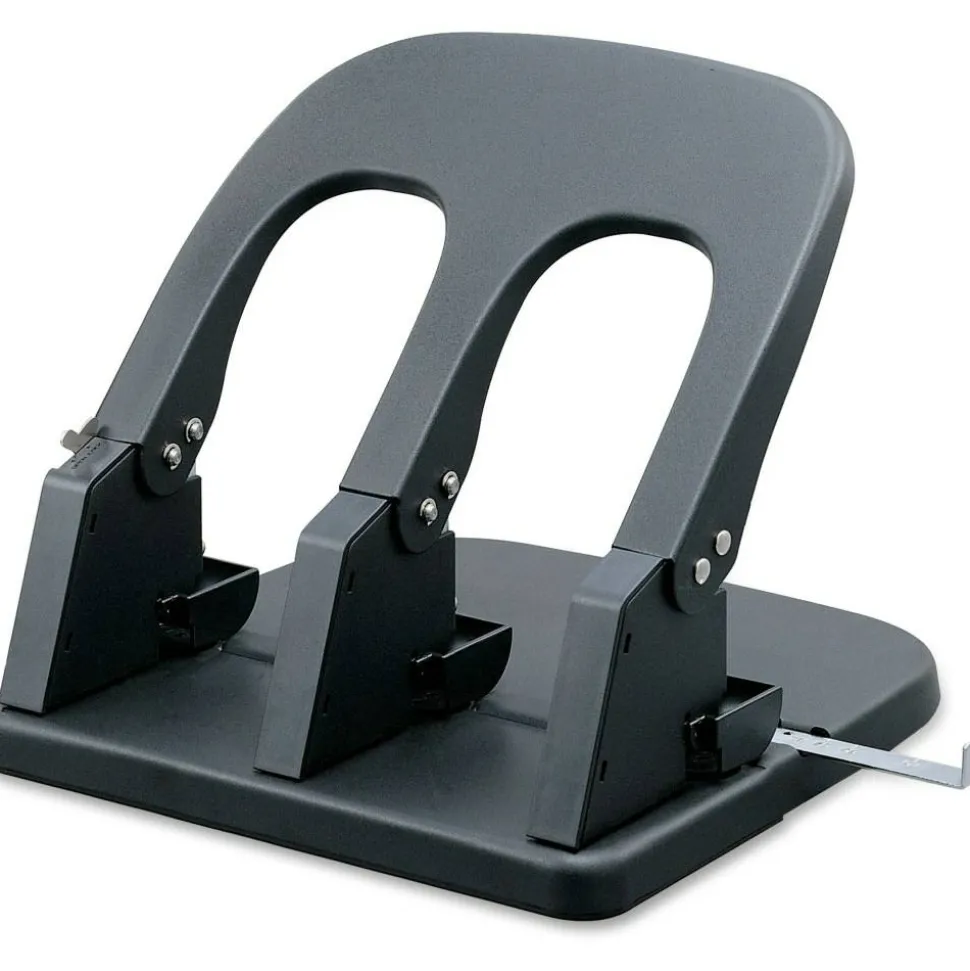 Sparco Manual Adjustable 3-Hole Punch, 100-Sheet Capacity, 10 1/4"H x 10 3/8"W x 6 1/4"D, Black