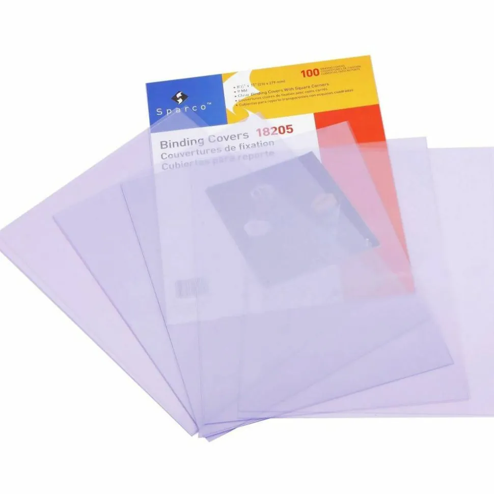 Sparco Premium Clear View Presentation Covers, 8 1/2" 11", Square Corners, Clear, Box Of 100