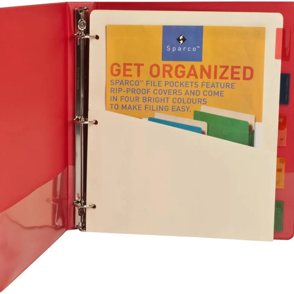 Sparco Ring Binder Pocket Tab Dividers, 8 1/2" x 11", Assorted, Set Of 5