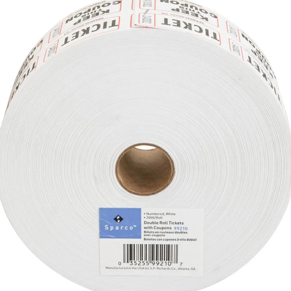 Sparco Roll Tickets - White - 2000/Roll