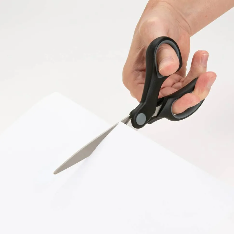 Sparco Rubber Handle Scissors, 8", Pointed, Black/Gray