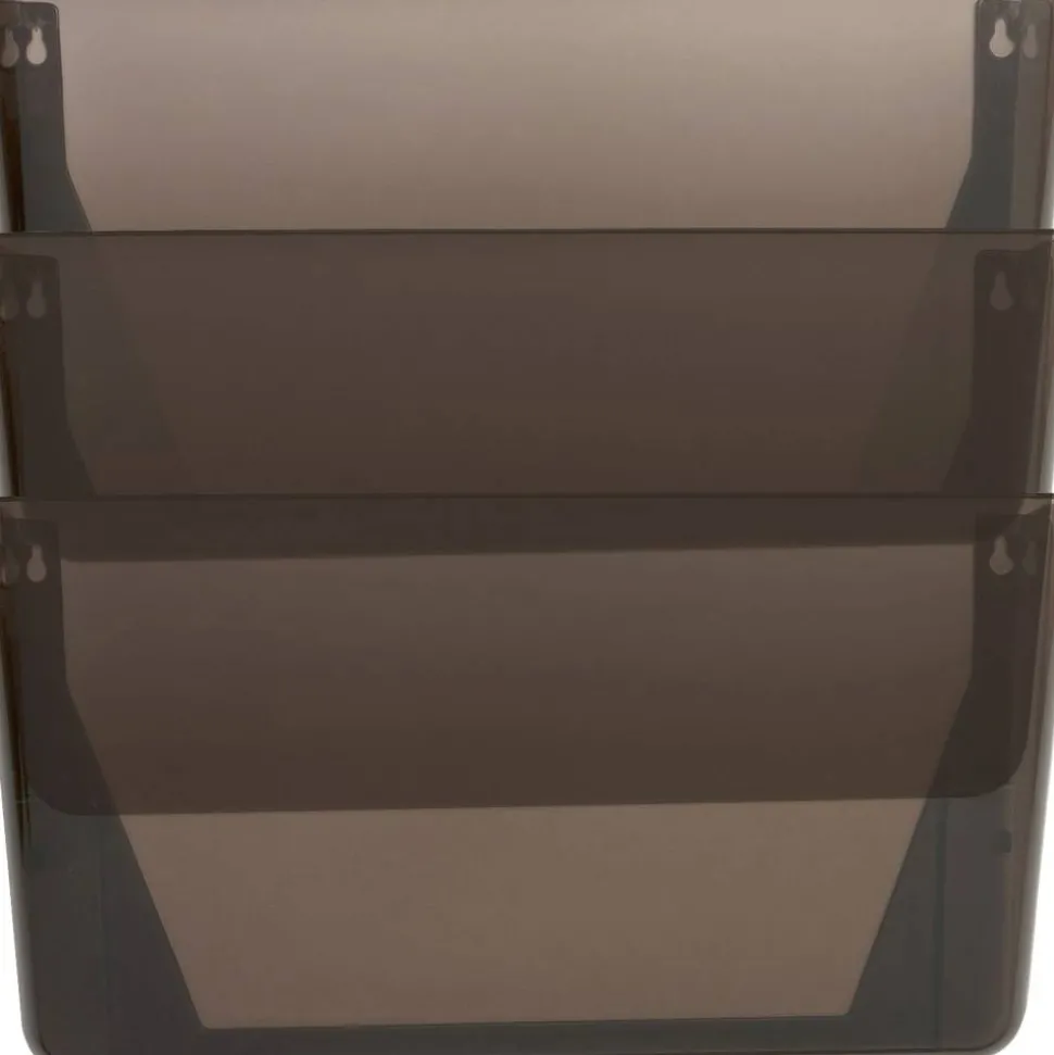 Sparco Stak-A-File Vertical Filing Systems, 14.5"H x 13.1"W x 4.3"D, Wall Mountable, Smoke, 3 / Pack