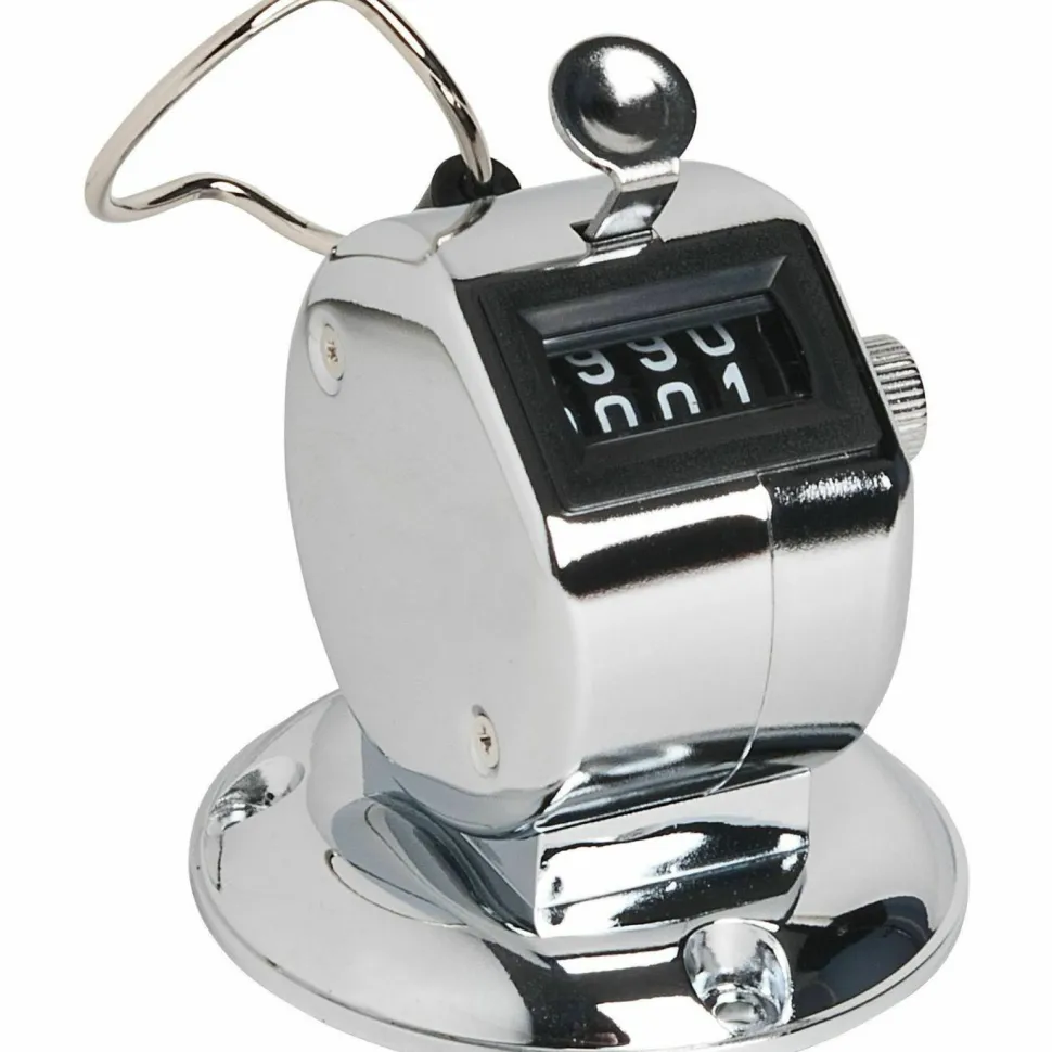 Sparco Tally Counters - 4 Digit - Finger Ring - Desktop - Chrome Plated Steel - Silver