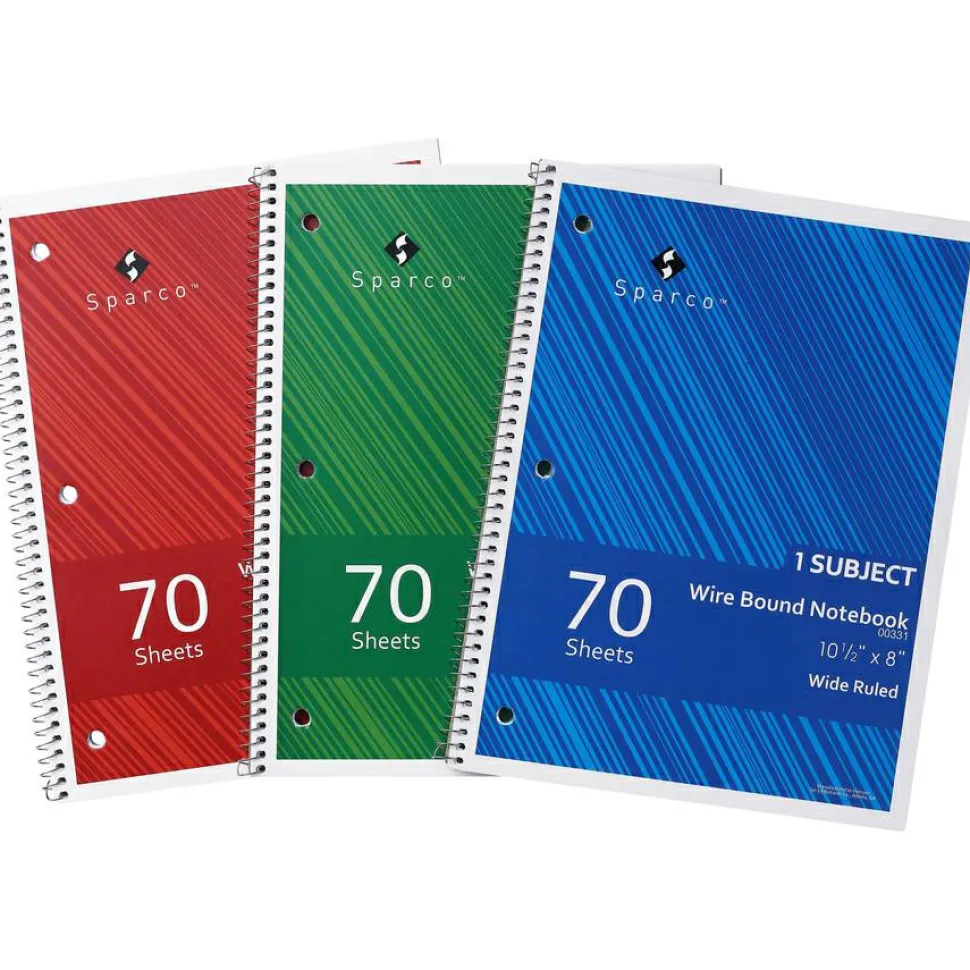 Sparco Wide Ruled Wire-bound Notebook