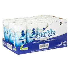 Sparkle by GP PRO, 2-Ply, Perforated Paper Towels, White, 15 Rolls Per Case, 85 Sheets Per Roll
