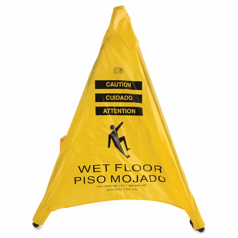 Spill Magic Pop Up Safety Cone, 3 x 2.5 x 20, Yellow