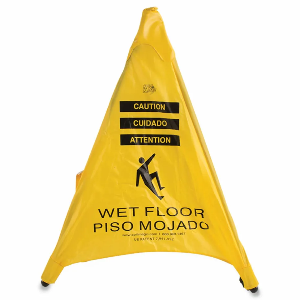 Spill Magic Pop Up Safety Cone, 3 x 2.5 x 30, Yellow