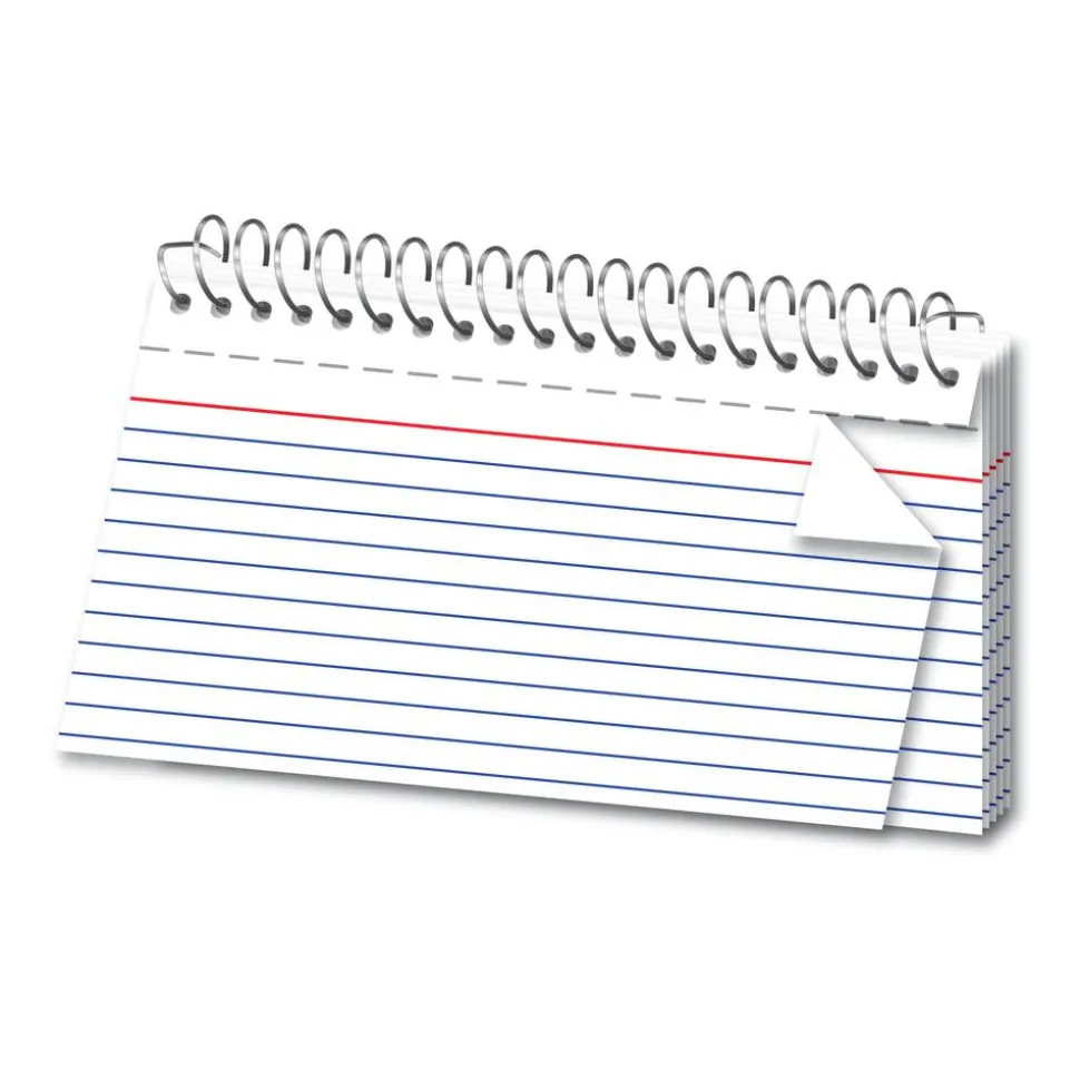 Spiral Ruled Index Cards, 3" x 5", White, Pack Of 50