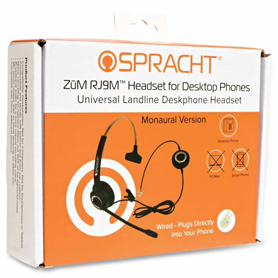 Spracht ZuM ZuMRJ9M Monaural Over The Head Headset, Black