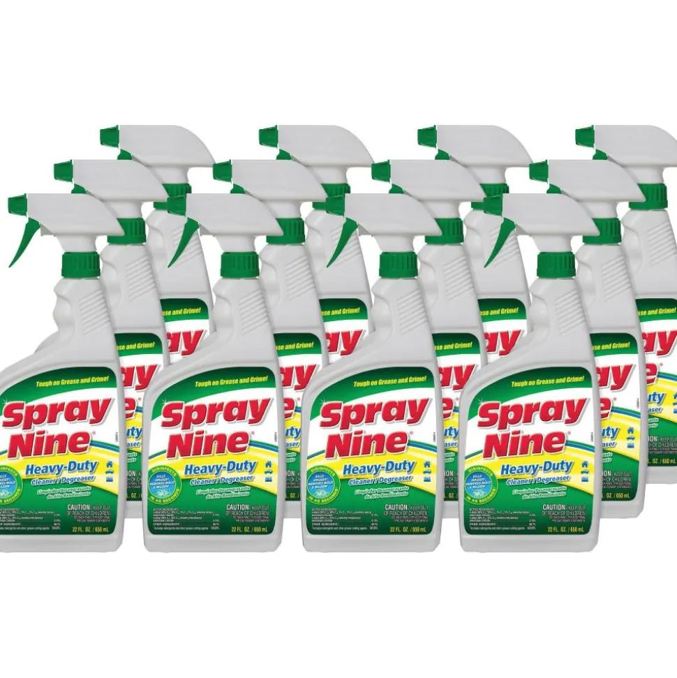 Spray Nine Heavy-Duty Cleaner/Degreaser w/Disinfectant - Spray - 22 fl oz (0.7 quart) - Bottle - 12 / Carton - Clear
