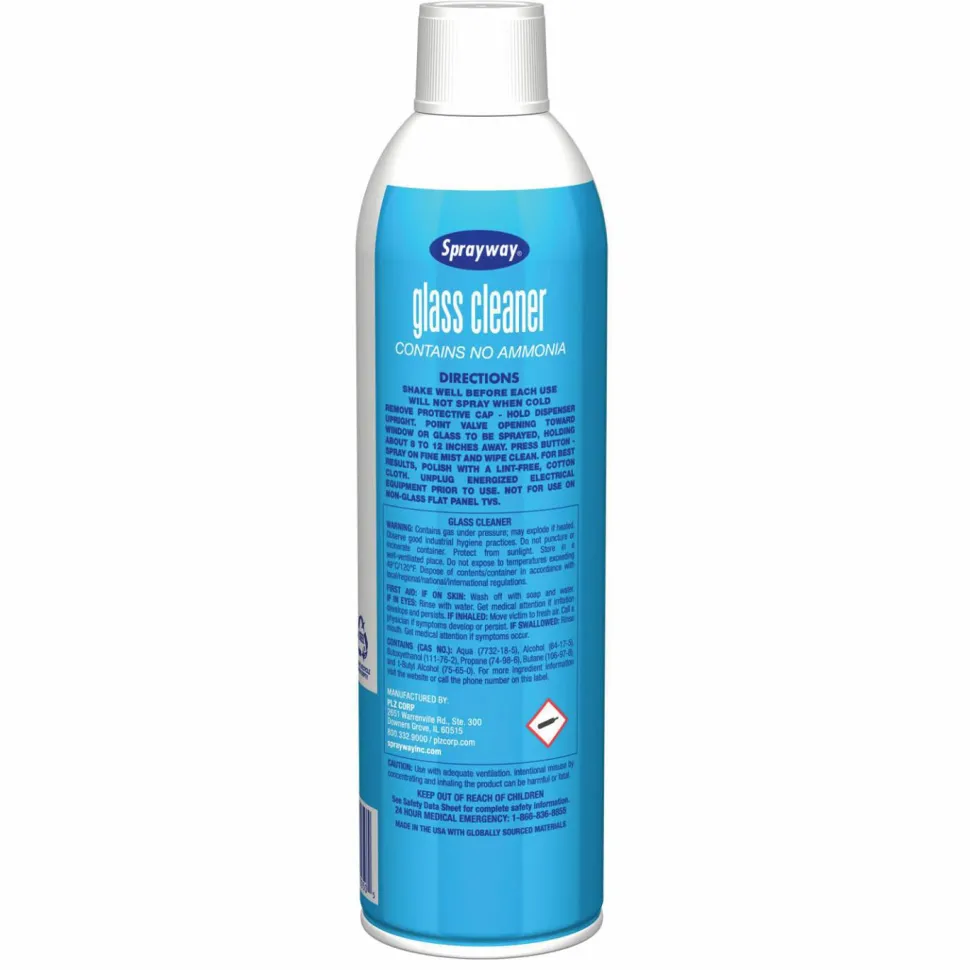 Sprayway Glass Cleaner, 19 oz Aerosol Spray, 12/Carton