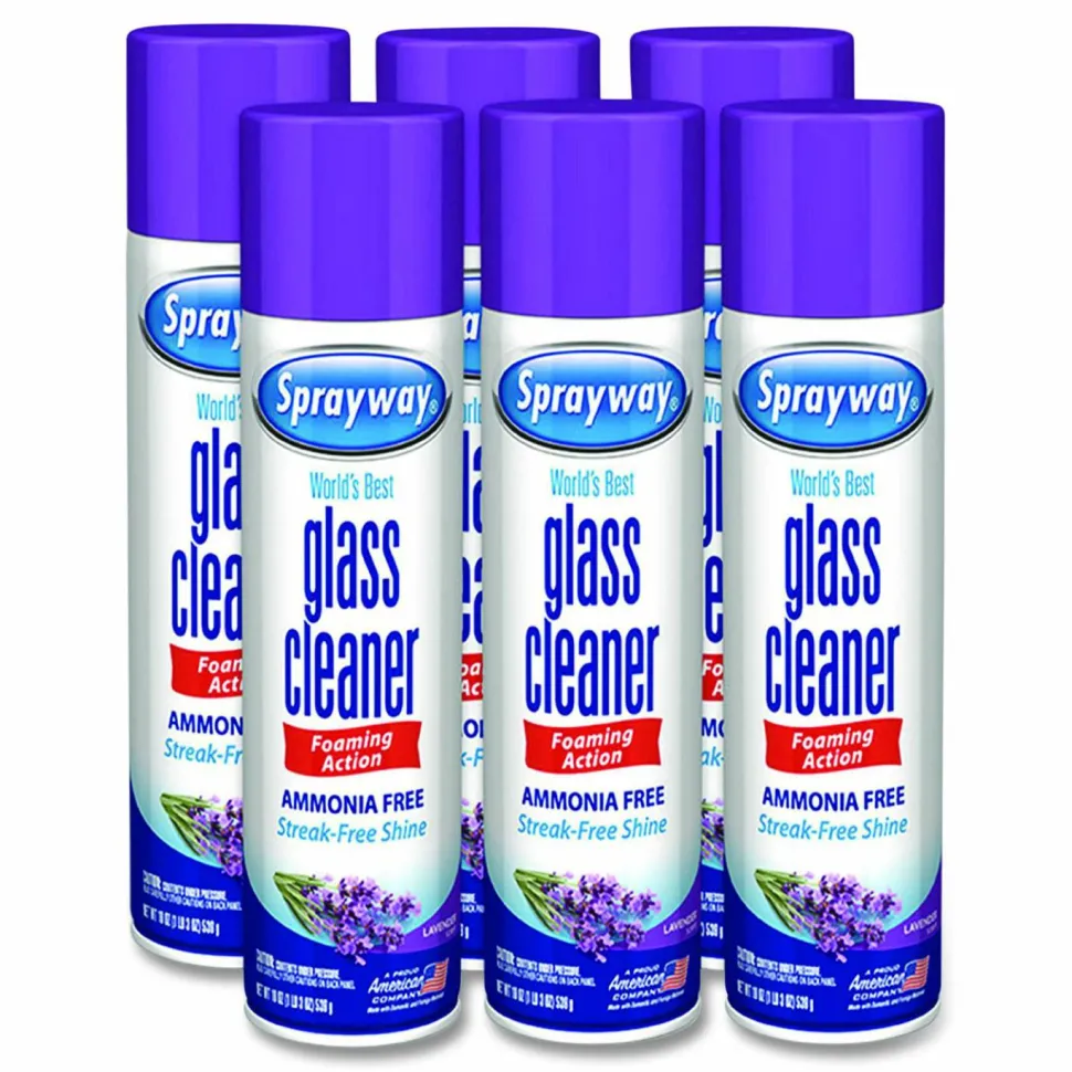 Sprayway Glass Cleaner, 19 oz Aerosol Spray, 6/Carton