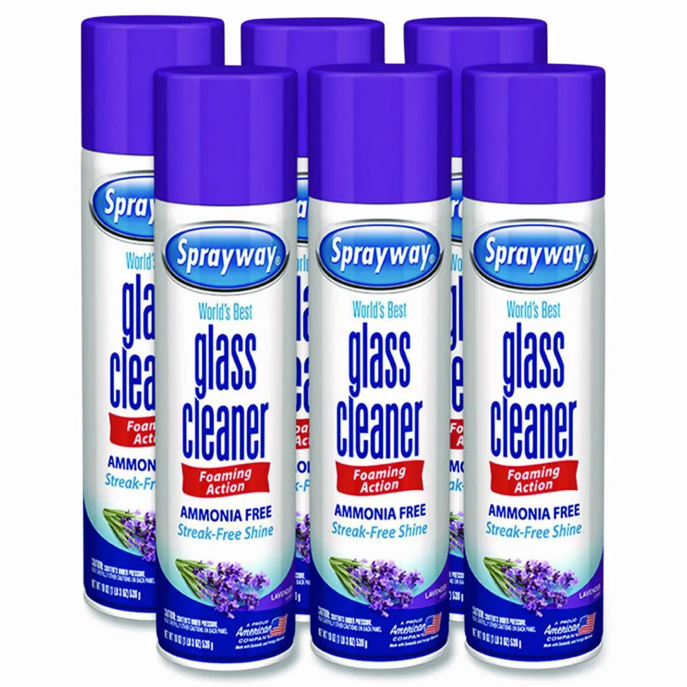 Sprayway Glass Cleaner, 19 oz Aerosol Spray, 6/Carton