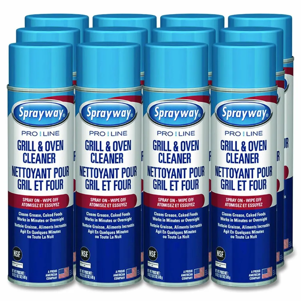 Sprayway PRO LINE Grill and Oven Cleaner, 18 oz Aerosol Spray, 12/Carton