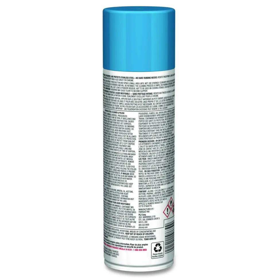 Sprayway PRO LINE Stainless Steel Cleaner and Polish, 15 oz Aerosol Spray, 12/Carton