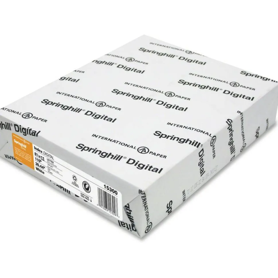 Springhill Digital Index Card Stock, White, Letter (8.5" x 11"), 110 Lb, Pack Of 250