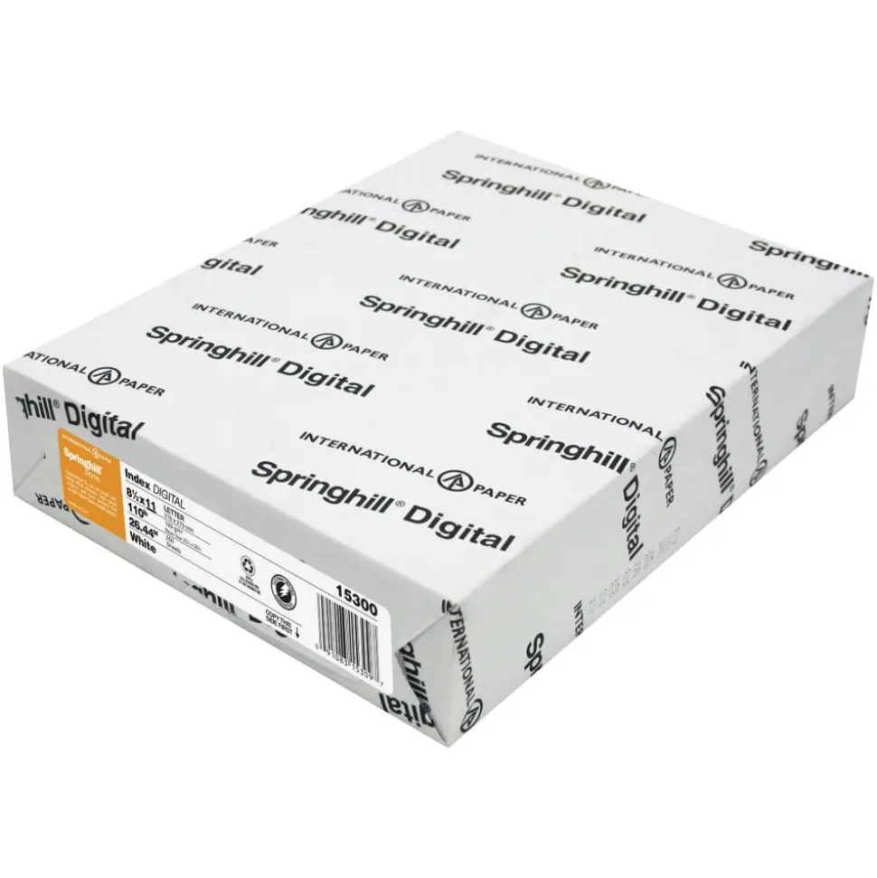 Springhill Digital Index Card Stock, White, Letter (8.5" x 11"), 110 Lb, Pack Of 250