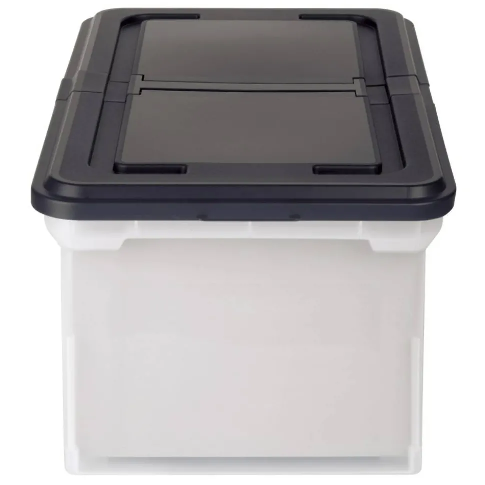 Stackable File Tote Box, Letter Size, 10-7/10"H x 22-4/5"D x 13-7/10"W, Clear/Black