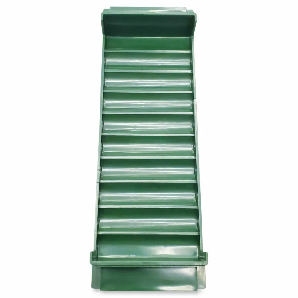 Stackable Plastic Coin Tray, Accommodates $50 in Dimes, 3.75" x 11.5" x 1.5", Green, 4/Pack