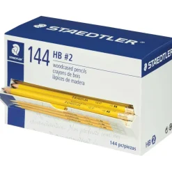 Staedtler Woodcased Pre-Sharpened Pencils, 2 mm, #2HB, Yellow, Pack Of 144 Pencils