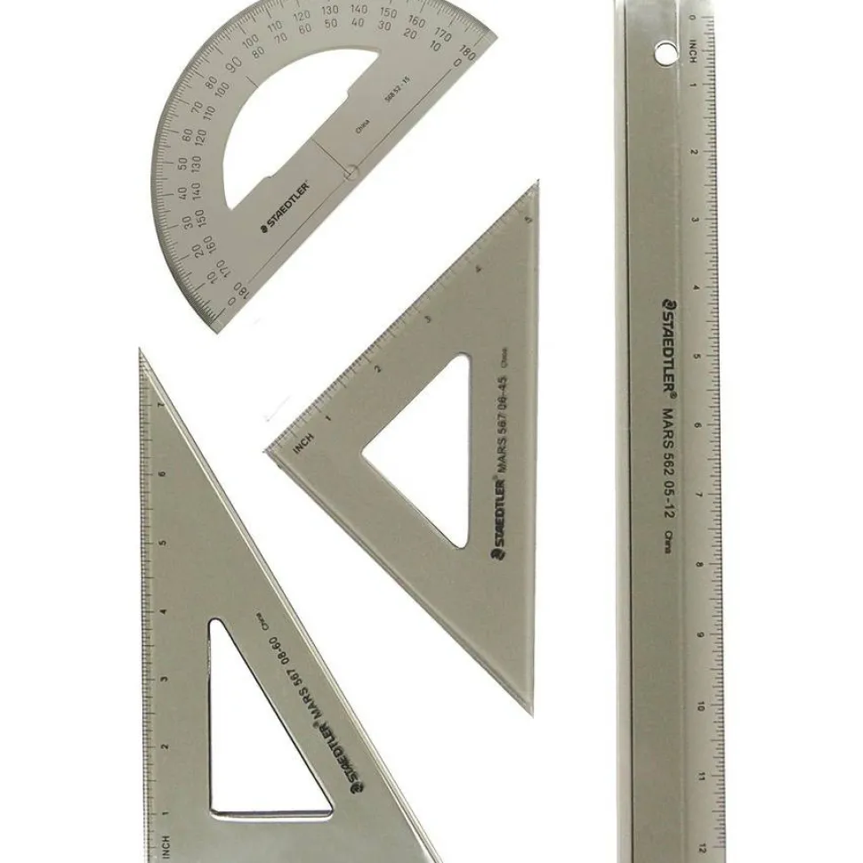 Staedtler Mars College Combination Set With Ruler, Protractor, Triangles