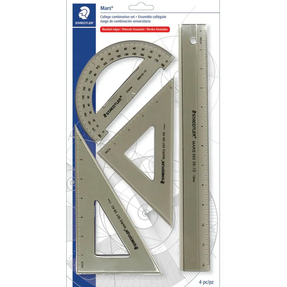 Staedtler Mars College Combination Set With Ruler, Protractor, Triangles