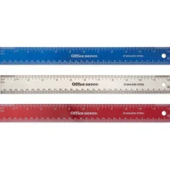 Stainless Steel Ruler, 12", Assorted Colors (No Color Choice)