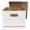 Standard-Duty Corrugated Storage Boxes, Letter/Legal Size, 15" x 12" x 10", 60% Recycled, White/Red, Pack Of 10