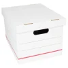Standard-Duty Corrugated Storage Boxes, Letter/Legal Size, 15" x 12" x 10", 60% Recycled, White/Red, Pack Of 12