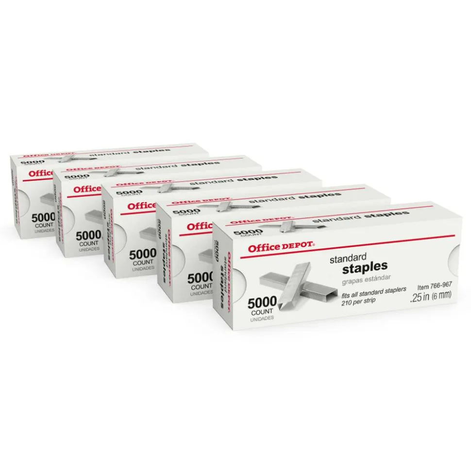 Standard Staples, 1/4", 5,000 Staples Per Pack, Box Of 5 Packs