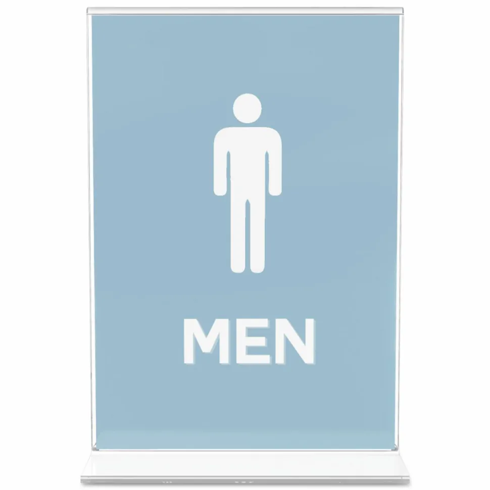 Stand-Up Sign Holder, Vertical, 7"H x 5"W, Clear, 69101