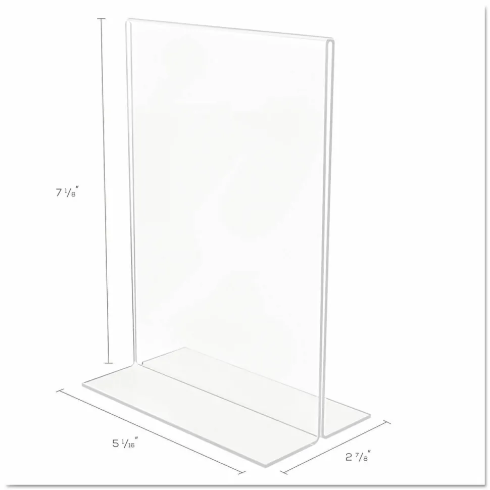 Stand-Up Sign Holder, Vertical, 7"H x 5"W, Clear, 69101