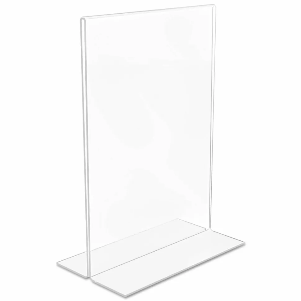 Stand-Up Sign Holder, Vertical, 7"H x 5"W, Clear, 69101