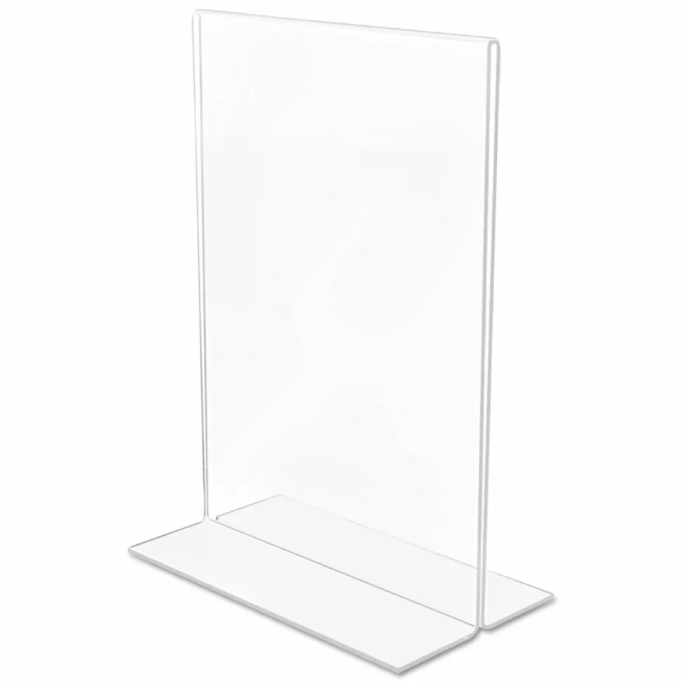 Stand-Up Sign Holder, Vertical, 7"H x 5"W, Clear, 69101