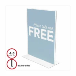 Stand-Up Sign Holder, Vertical, 11"H x 8-1/2"W, Clear
