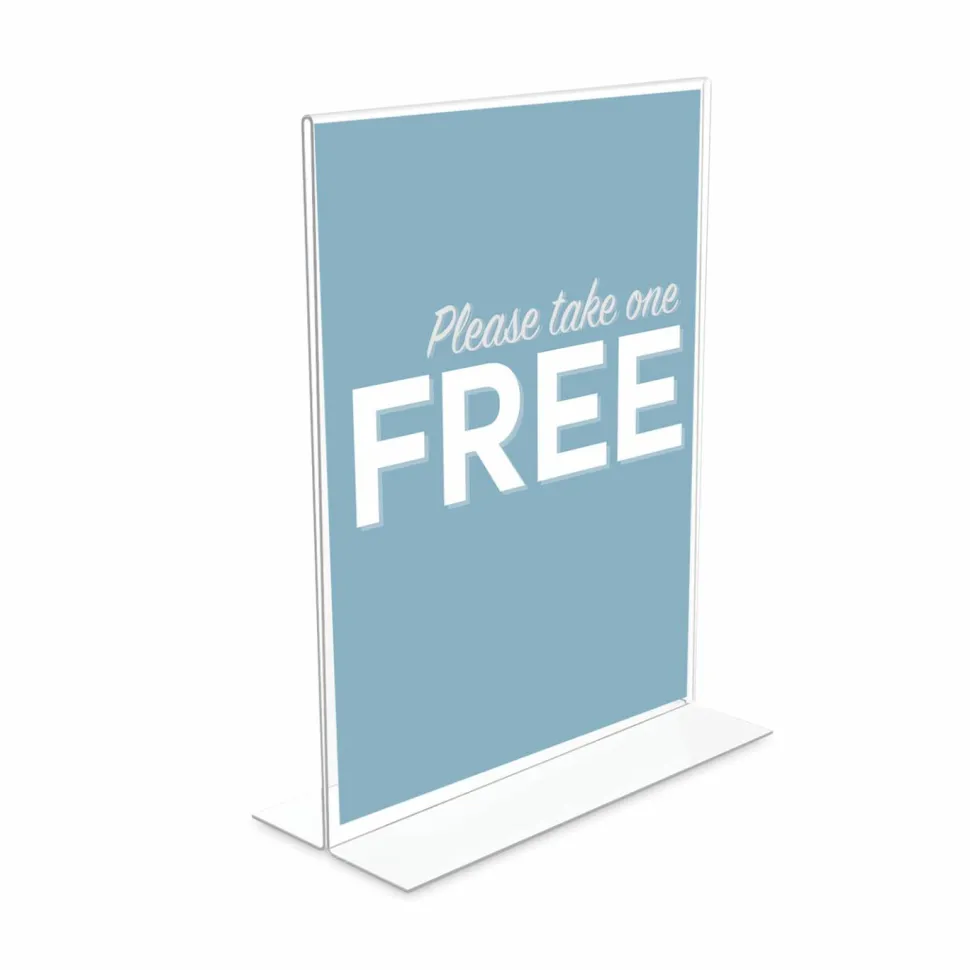 Stand-Up Sign Holder, Vertical, 11"H x 8-1/2"W, Clear