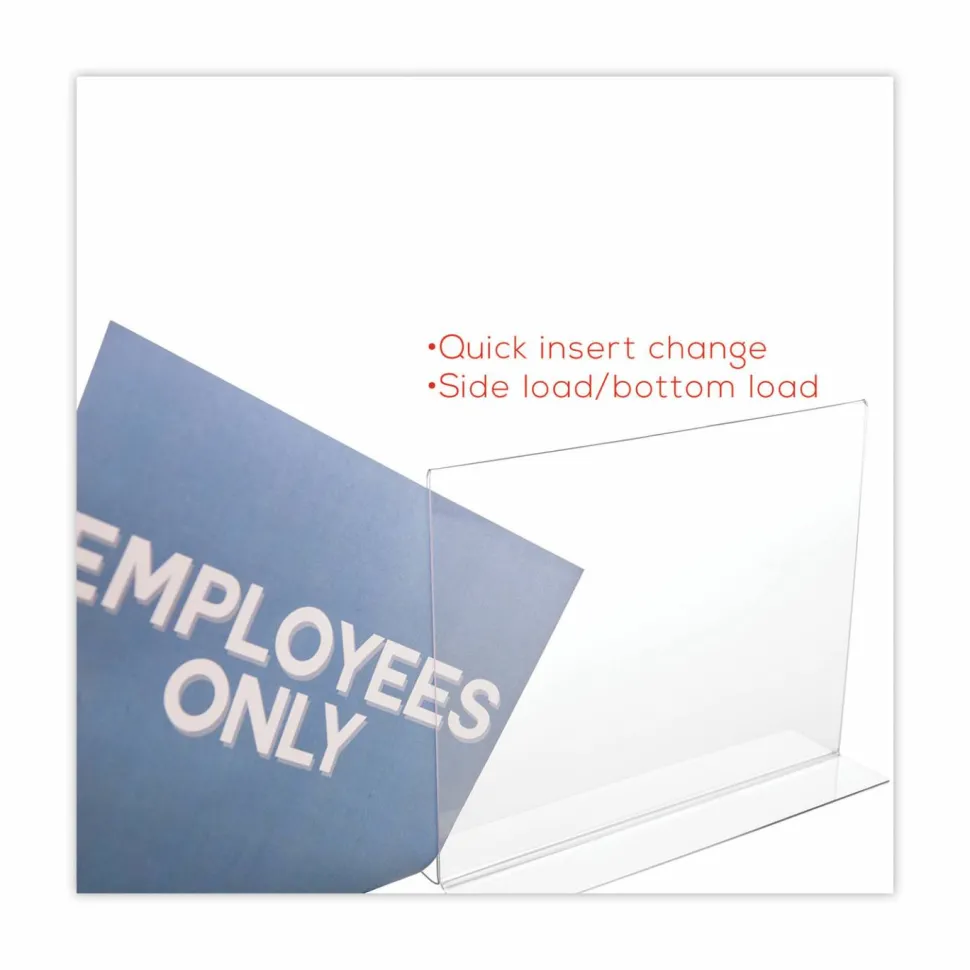 Stand-Up Sign Holder, Vertical, 11"H x 8-1/2"W, Clear