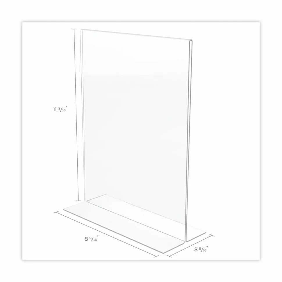 Stand-Up Sign Holder, Vertical, 11"H x 8-1/2"W, Clear