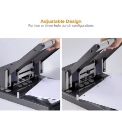 Stanley Bostitch Bostitch Xtreme Duty 2 3 Hole Adjustable Punch With Antimicrobial Protection, Black