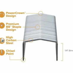 Stanley Bostitch B8 PowerCrown Premium Staples, 1/4", Box Of 5000