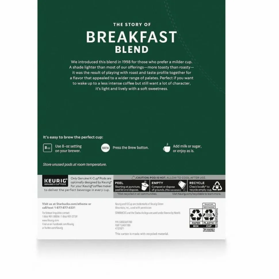 Starbucks Breakfast Blend Coffee K-Cup