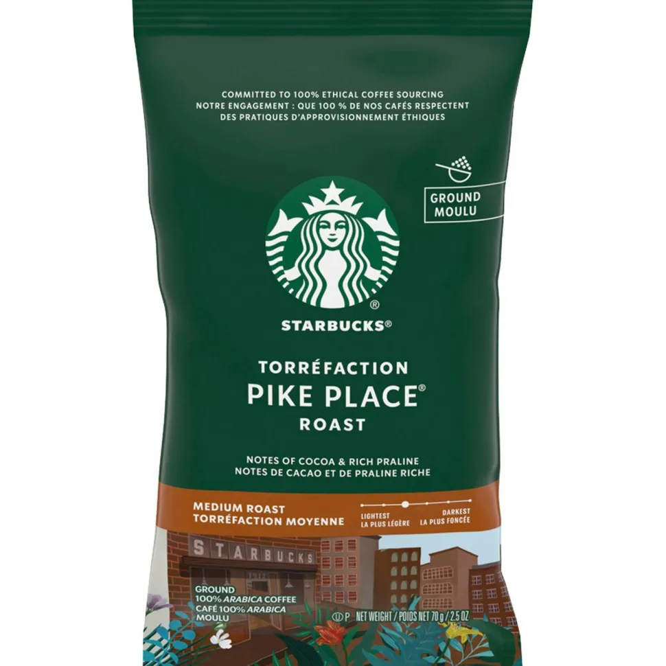 Starbucks Ground Coffee Packets, Pike Place, Medium Roast, 2.5 oz, 18 Packets