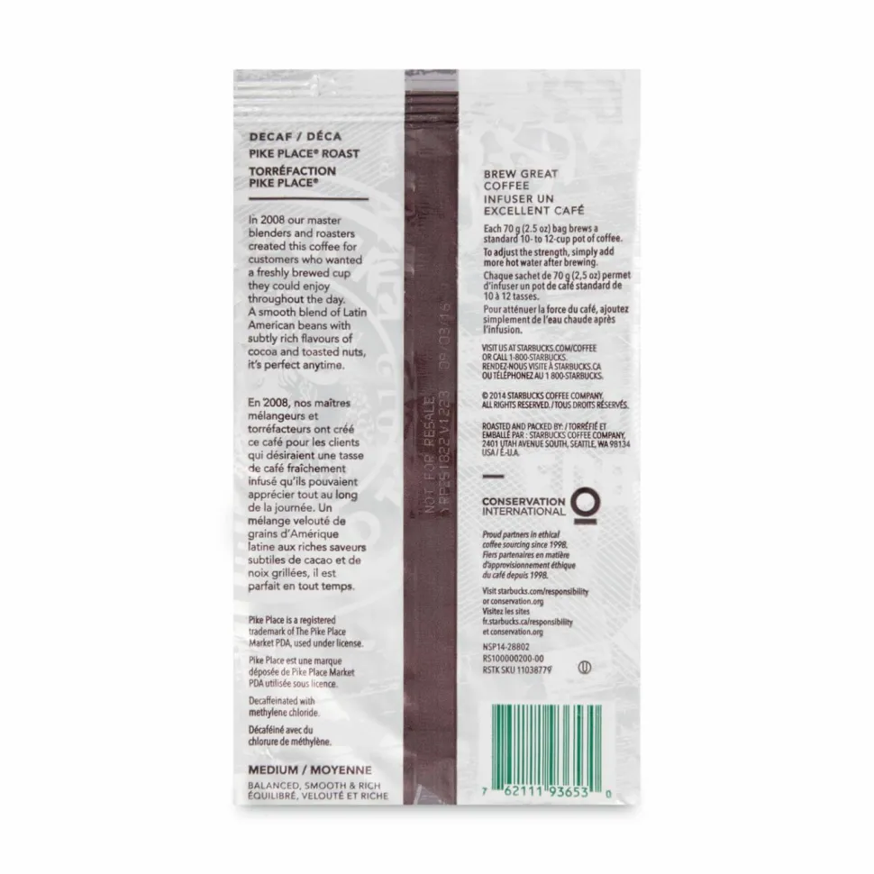 Starbucks Pike Place Decaf Coffee Packets
