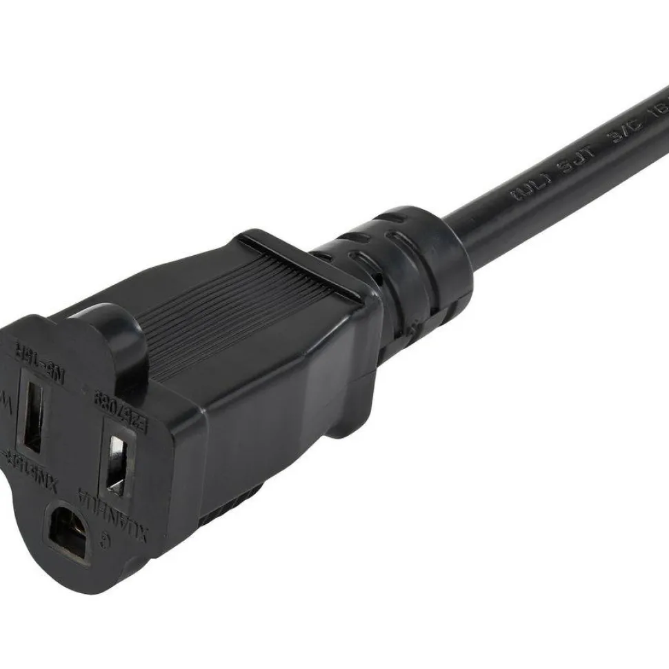 StarTech 3ft (1m) Piggyback Power Extension Cord, NEMA 5-15P to 2x NEMA 5-15R Cable, 16 AWG, 125V/15A, Outlet Saver Cord, UL Certified