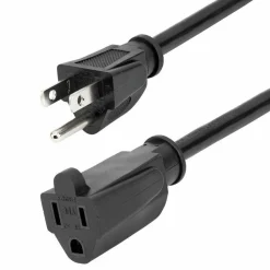 StarTech 20ft (6m) Power Extension Cord, NEMA5-15R to NEMA5-15P Black Extension Cord, 13A 125V, 16AWG, Computer Power Extension Cable