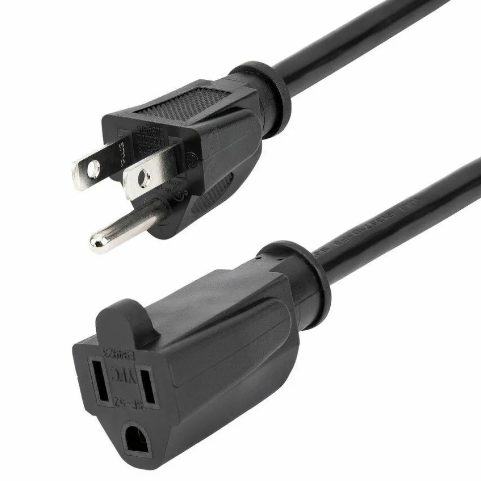 StarTech 20ft (6m) Power Extension Cord, NEMA5-15R to NEMA5-15P Black Extension Cord, 13A 125V, 16AWG, Computer Power Extension Cable