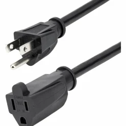 StarTech 20ft (6m) Power Extension Cord, NEMA5-15R to NEMA5-15P Black Extension Cord, 13A 125V, 16AWG, Computer Power Extension Cable